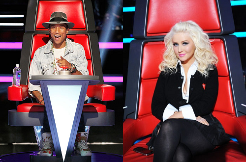 Pharrell Williams and Christina Aguilera on 'The Voice'