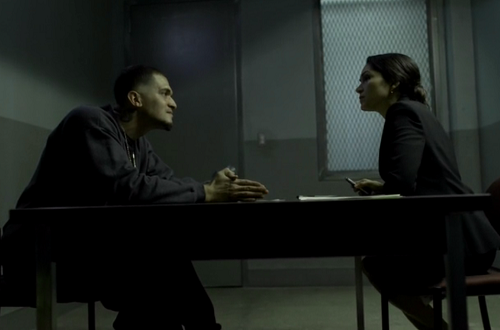 Nomar and Detective Angela Valdez in interrogation